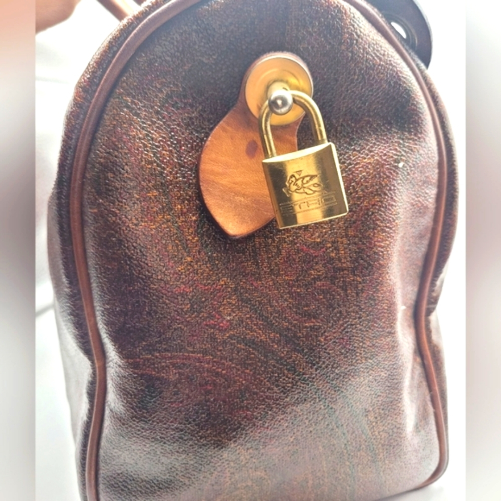 ETRO Milano Paisley Boston PVC Leather Satchel Handbag - Picture 4 of 4